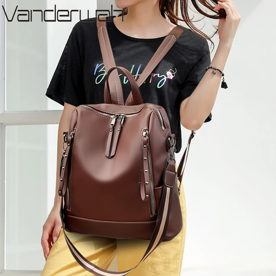 Brand Luxury Backpacks Soft Le - School Backpack Teen review and price